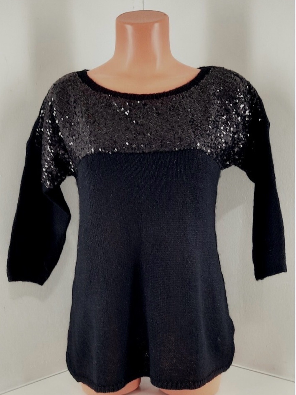 Apt. 9 Black Sequin Yoke Sweater